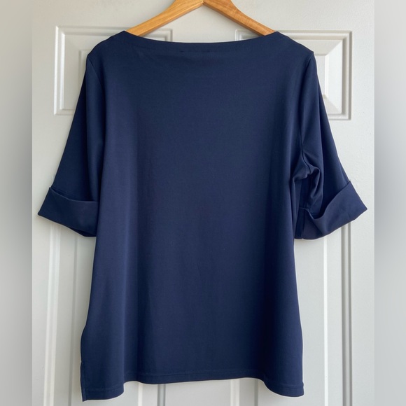 Lauren Ralph Lauren Stretch Cotton Boatneck Tee Lauren Navy Size XXL - Picture 7 of 14